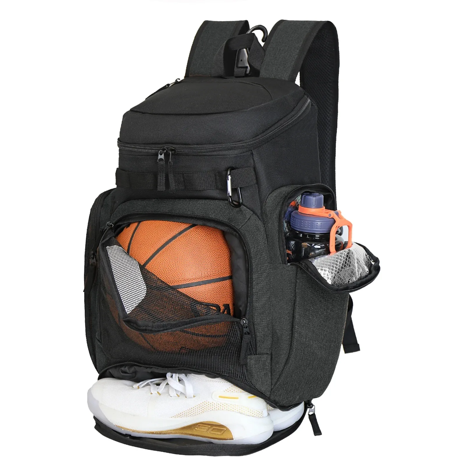Large Sports Backpack With Ball and Shoe Compartment Gym Bag for Basketball Water Bottle & Lap Storage Fitness Sports Bag - 图片 5