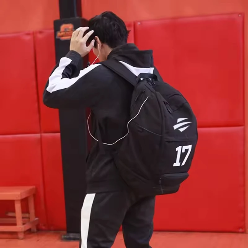Custom Logo Men's Soccer & Basketball Sports Backpack Waterproof Polyester Lining Black Sports Bag - 图片 3