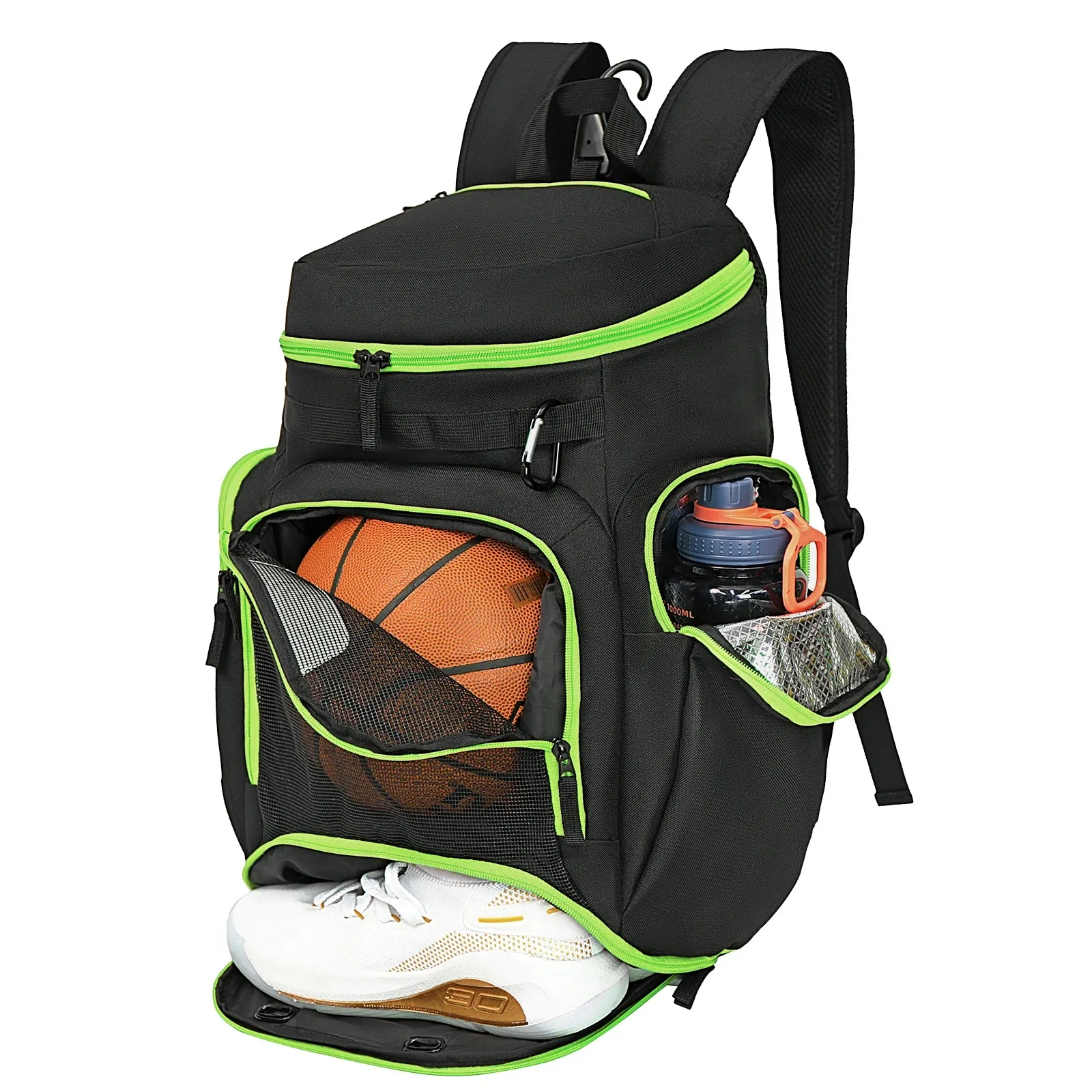 Large Sports Backpack With Ball and Shoe Compartment Gym Bag for Basketball Water Bottle & Lap Storage Fitness Sports Bag - 图片 6