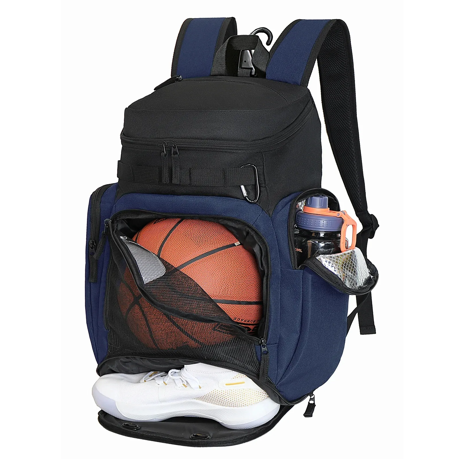Large Sports Backpack With Ball and Shoe Compartment Gym Bag for Basketball Water Bottle & Lap Storage Fitness Sports Bag - 图片 2