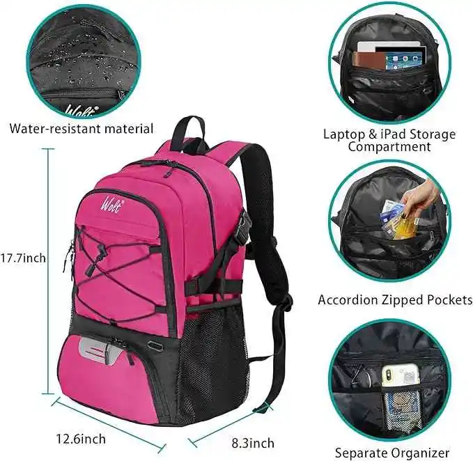 Basketball Soccer Backpack Bag With Large Shoe and Ball Compartment, Soccer Backpack, Volleyball Sport Backpack Bag - 图片 2