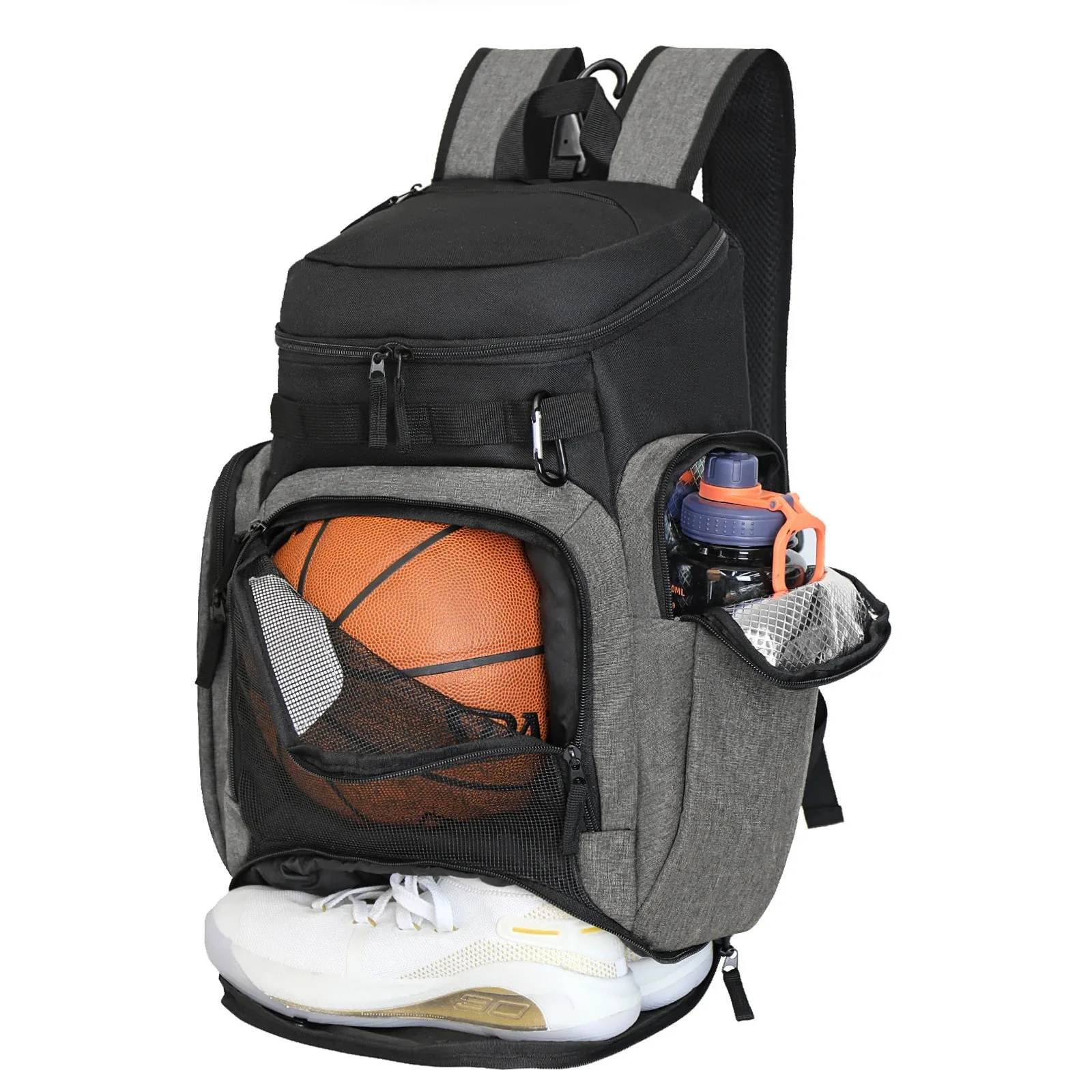 Large Sports Backpack With Ball and Shoe Compartment Gym Bag for Basketball Water Bottle & Lap Storage Fitness Sports Bag - 图片 4