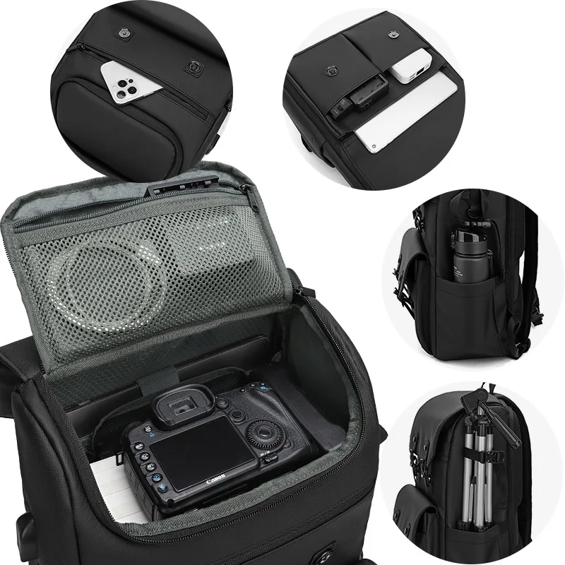 SLR Double Shoulder Photography Backpack Large Capacity Waterproof Anti-theft Outdoor Film Camera Bag Zipper Portable EVA for - 图片 3