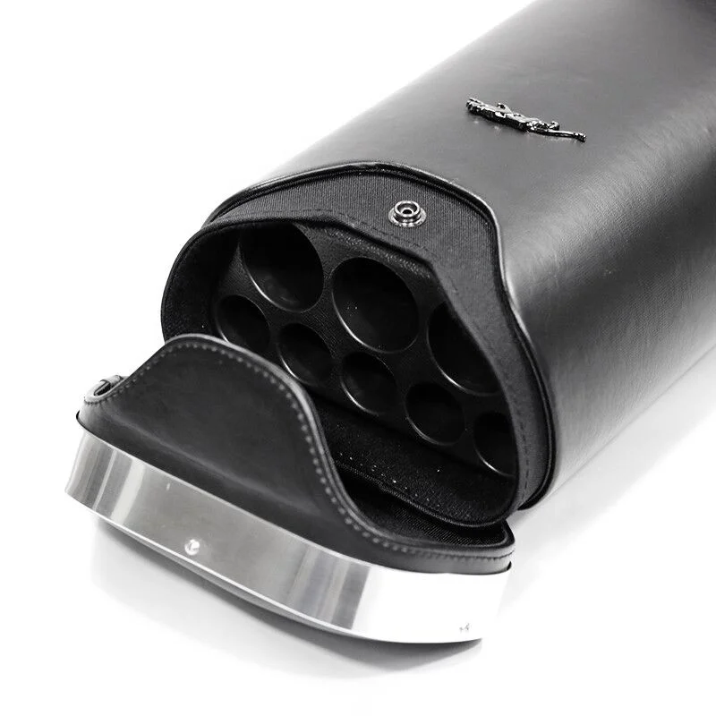 Premium  Leather Black  Color 3B5S 1/2 Billiard Pool Cue Case Bag 8  Holes - 图片 6