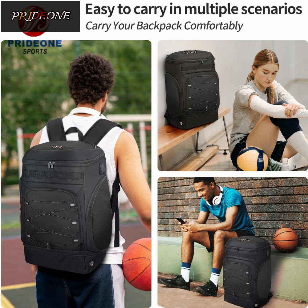 Customized 2025 Large Sports Bag with Separate Ball Holder & Shoes Compartment Outdoor Basketball Backpack - 图片 6