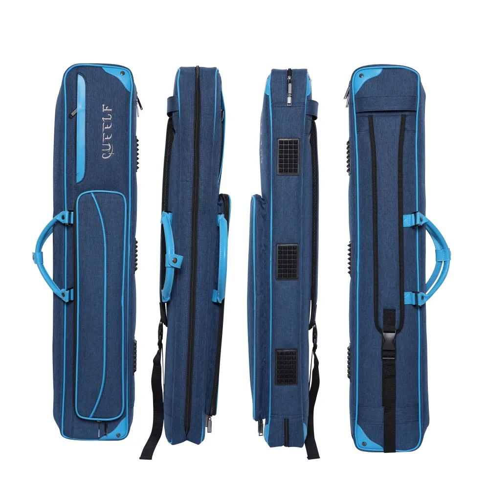 Cueelf Blue Pool Cue Case 3B4S Pool Cue Carrying Case Pool Cue Bag  Holds 3 Butts and 4 Shafts Multiple Accessory Pockets - 图片 5