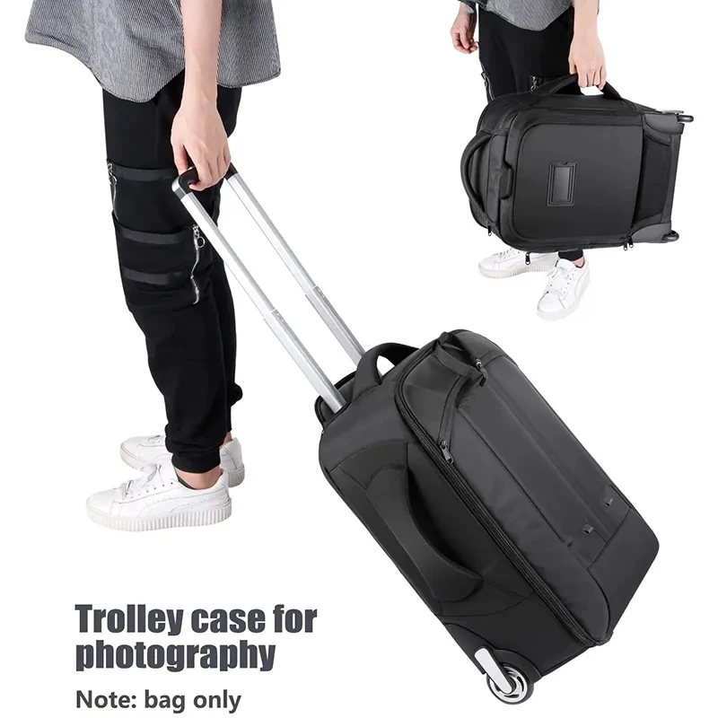 Custom Waterproof Travel Large Capacity Camera Video Roller Bag Digital Gear DSLR Camera Bag With Wheels Trolley Camera Backpack - 图片 5