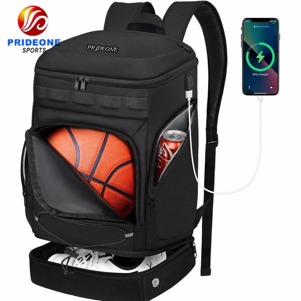 Customized 2025 Large Sports Bag with Separate Ball Holder & Shoes Compartment Outdoor Basketball Backpack - 图片 2