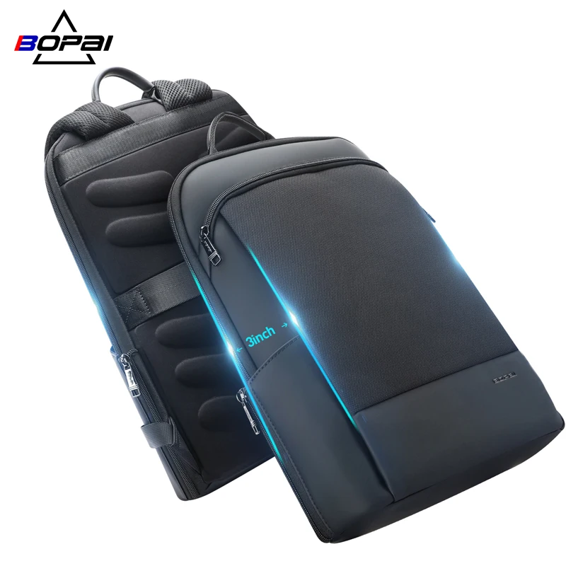 Bopai Unisex Business Lightweight Smart Usb Charging Rucksack 15 Commute College Bag Custom Anti Theft Men Slim Laptop Backpack