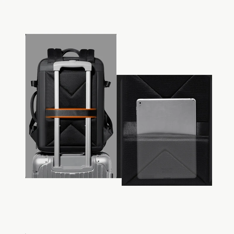 Expandable Anti-theft USB Charging Laptop Bag for Men Travel Waterproof Leather Laptop Backpack - 图片 2