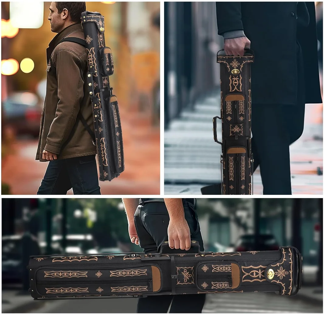 Factory Waterproof Billiard Cue Case Oem Snooker Billiard Stick Bag Custom Logo 2 Cue Butts and 4 Cue Shafts - 图片 6