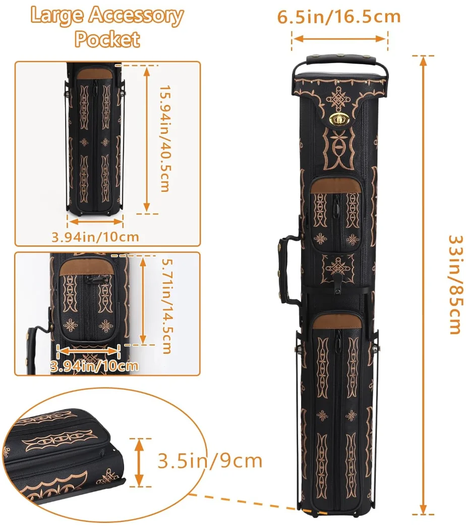 Factory Waterproof Billiard Cue Case Oem Snooker Billiard Stick Bag Custom Logo 2 Cue Butts and 4 Cue Shafts - 图片 4