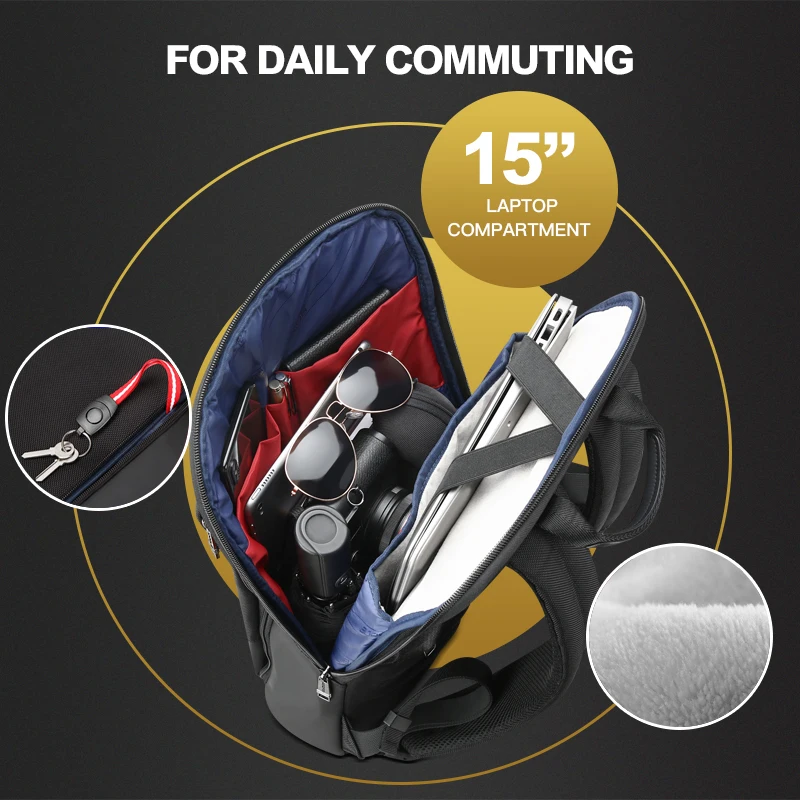 Bopai Unisex Business Lightweight Smart Usb Charging Rucksack 15 Commute College Bag Custom Anti Theft Men Slim Laptop Backpack - 图片 4