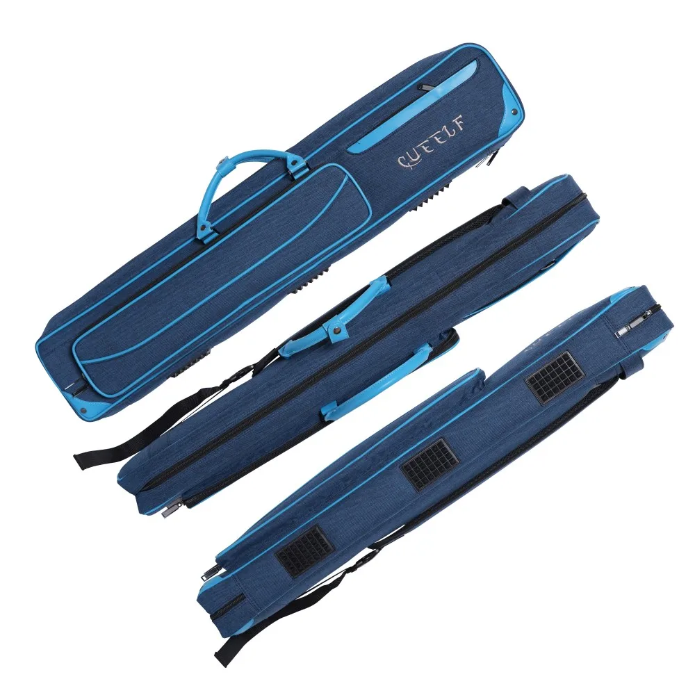 Cueelf Blue Pool Cue Case 3B4S Pool Cue Carrying Case Pool Cue Bag  Holds 3 Butts and 4 Shafts Multiple Accessory Pockets - 图片 3