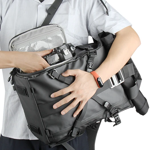 Professional Waterproof Nylon Large Capacity Shockproof Dslr Camera Roll up Tool Bag Backpack - 图片 4