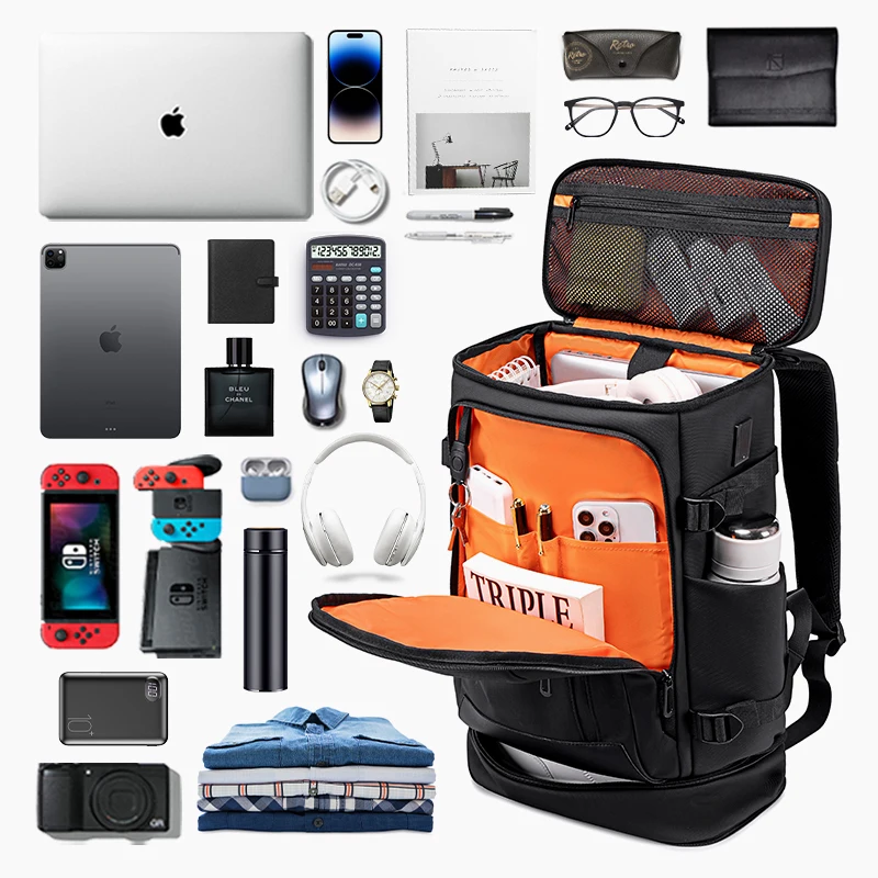 Men's Casual Travel Backpack Large Capacity Multi-Functional Independent Shoe Compartment 16-inch Laptop Bag Waterproof PC - 图片 2