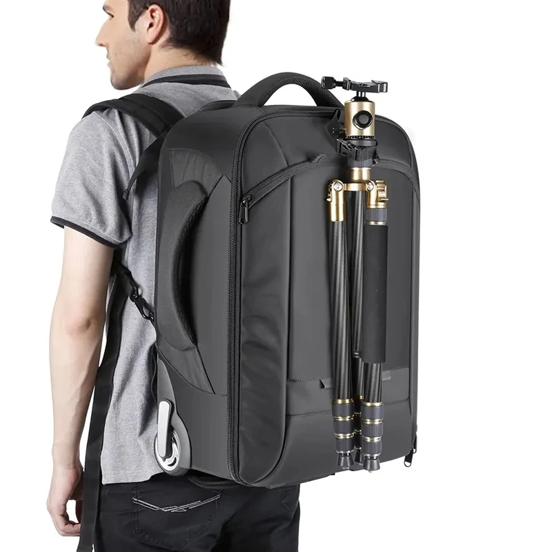 Custom Waterproof Travel Large Capacity Camera Video Roller Bag Digital Gear DSLR Camera Bag With Wheels Trolley Camera Backpack - 图片 3