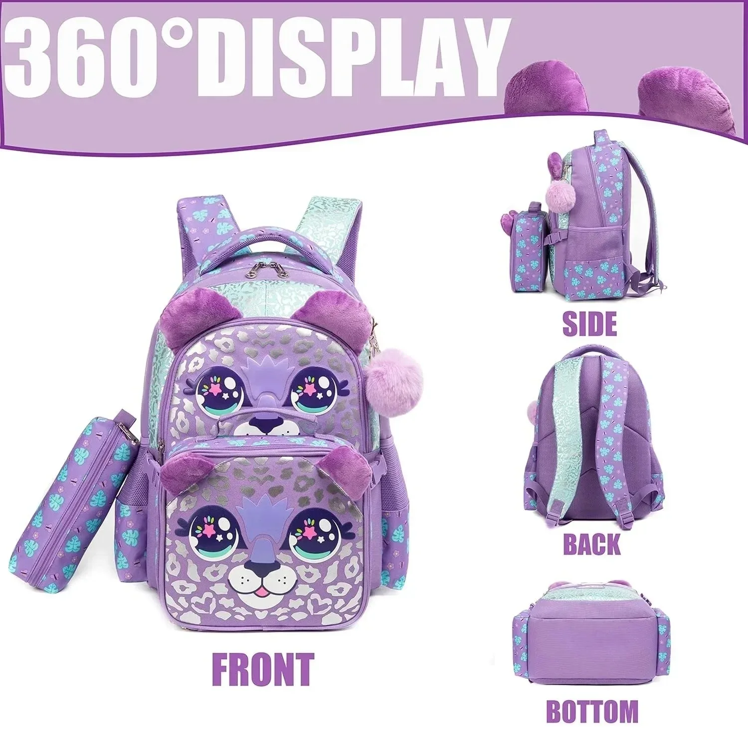 Wholesale Kids Backpacks for Girls Cute School Bag with Lunch Box Pencil Case Primary Child School Backpacks Back to School Bags - 图片 4