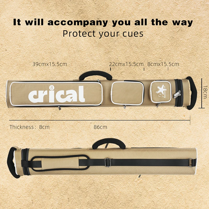 CRICAL Billiard Cue Case 6 Holes 2 Butts 4 Shafts High Capacity Oxford Canvas Bag Cue Case - 图片 6