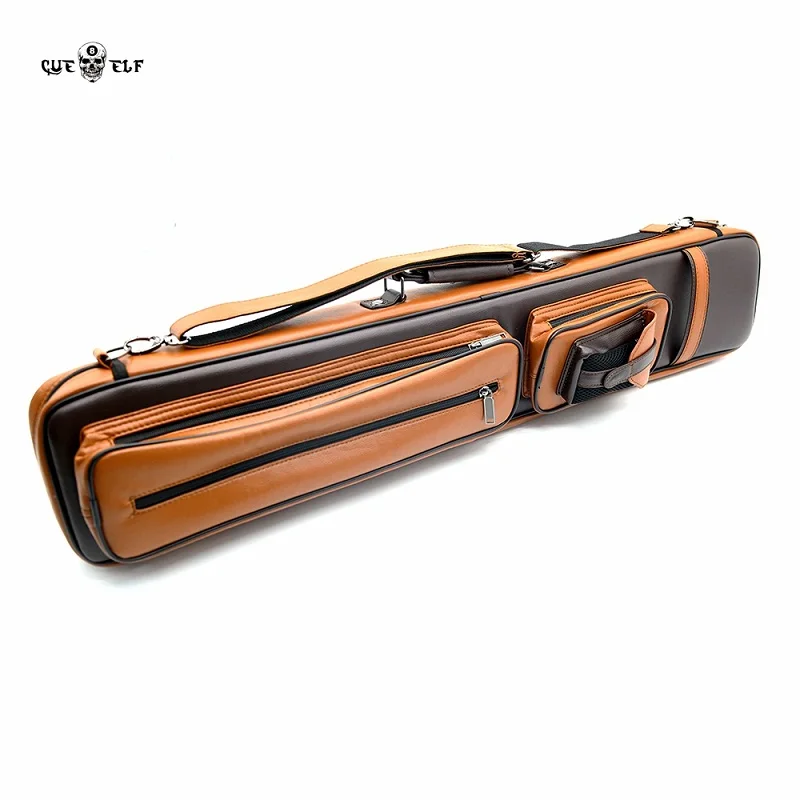 Cueelf Portable 4 Butts*8 Shafts Leather Pool Cue Case With 12 Holes Billiard Cue Stick Carrying Bag Billiard Accessories - 图片 2