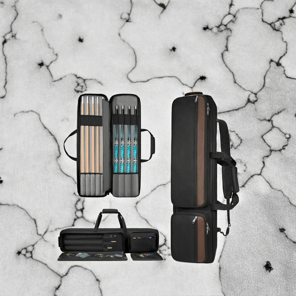 Hot Sale Source Manufacture Pool Cue Case Soft Padded Multi-Pocket Billiard Stick Bag Backpack Straps Accommodates Snooker - 图片 3