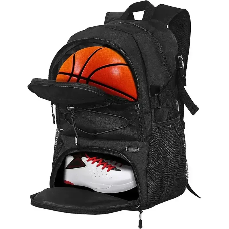 Large Duffel Basketball Bag Ball Holder Compartment Zipper Closure Outdoor Fashion Gym Bag Football Backpack - 图片 6