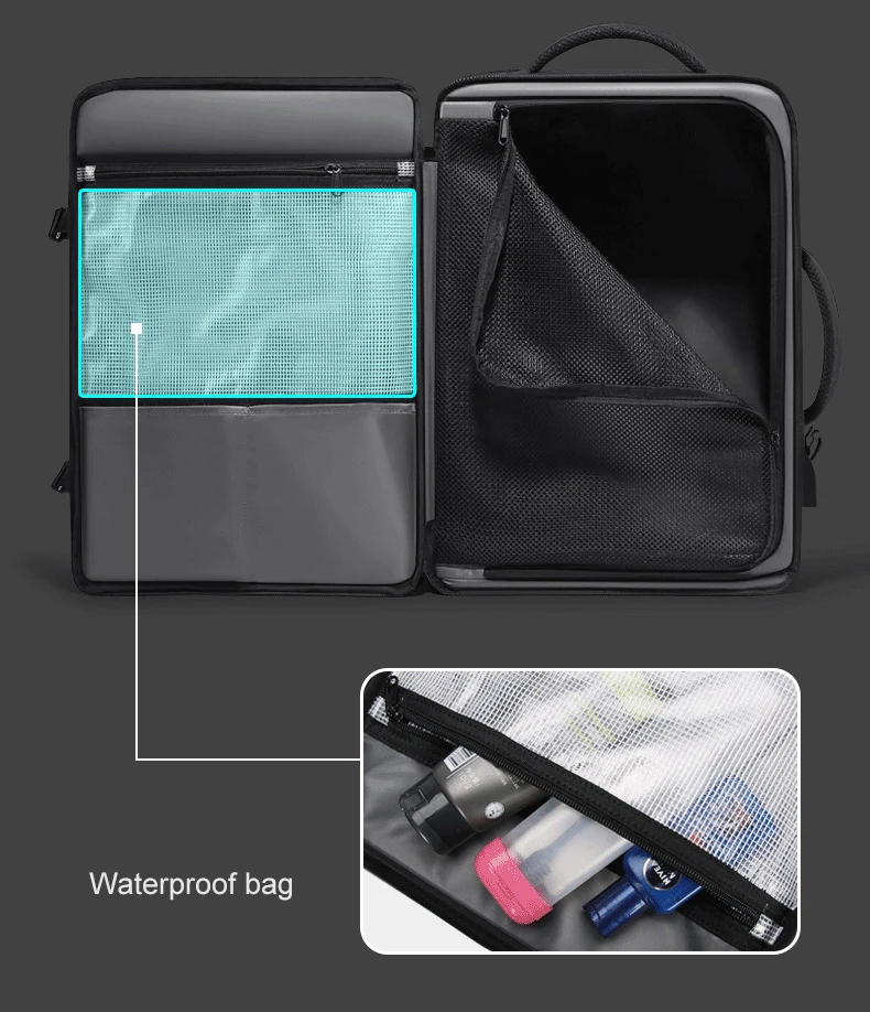 Expandable Anti-theft USB Charging Laptop Bag for Men Travel Waterproof Leather Laptop Backpack - 图片 5