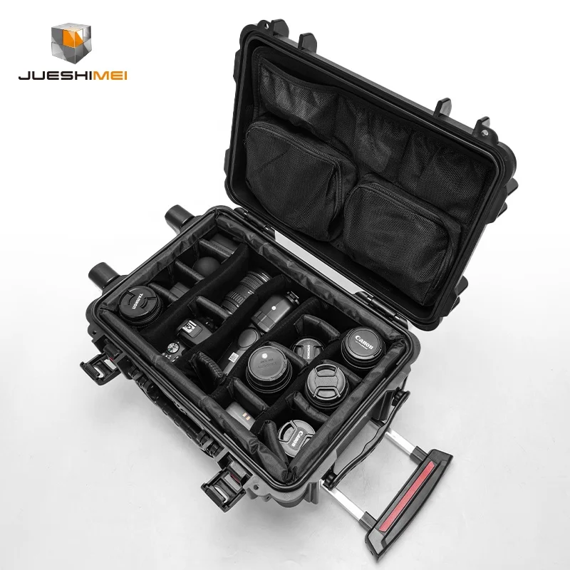 Custom L430 Plastic Hard Wheeled Case Shockproof Waterproof Tough Camera Carry Case with Padded Divider Organizer Bag
