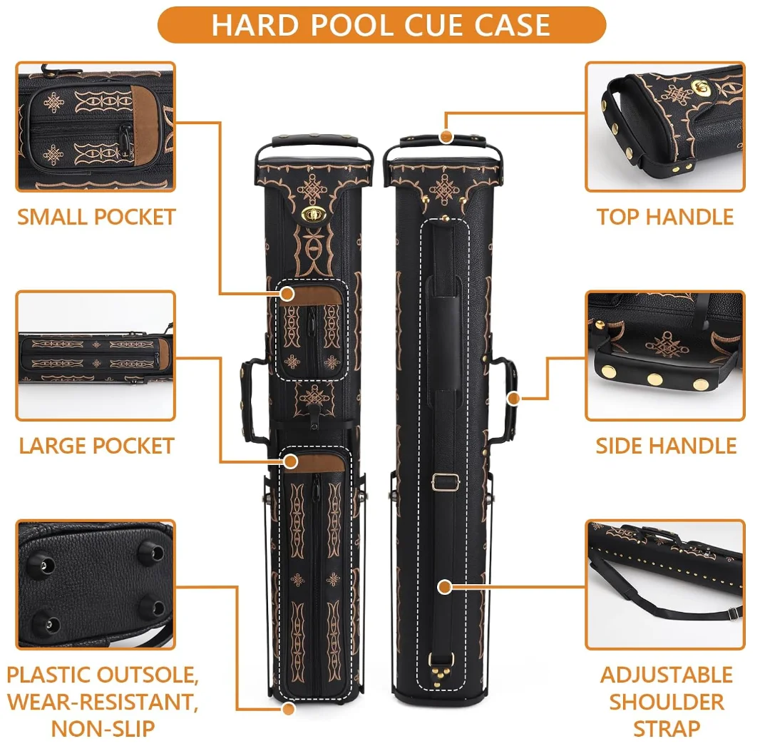 Factory Waterproof Billiard Cue Case Oem Snooker Billiard Stick Bag Custom Logo 2 Cue Butts and 4 Cue Shafts - 图片 2