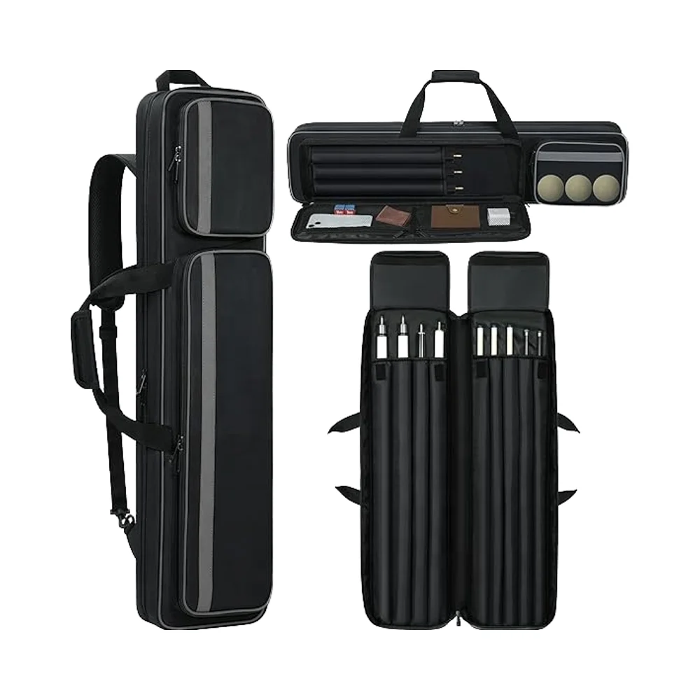 Hot Sale Source Manufacture Pool Cue Case Soft Padded Multi-Pocket Billiard Stick Bag Backpack Straps Accommodates Snooker - 图片 4