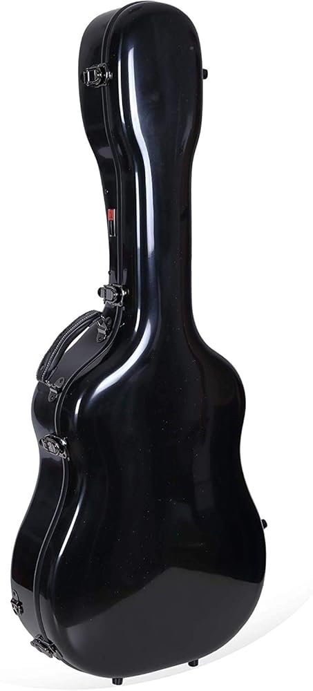 Crossrock Dreadnought Acoustic Guitar Case – Fits 40"/41" Guitars | Fiberglass Shell, Plush Interior, TSA Lock-Black(CRF2021DBK)