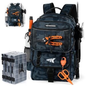 KastKing BaitSpace 50L Fishing Tackle Backpack with Removable Bait Binder,2 Rod Holders Storage Fishing Gear and Equipment